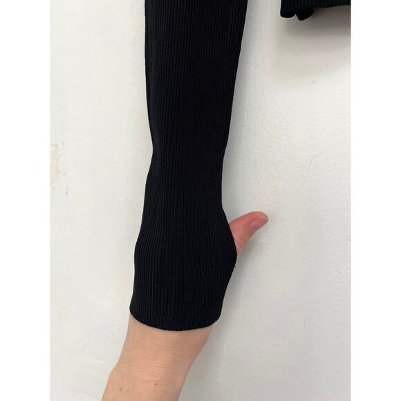 Helmut Lang Slash Asymmetric Cut Out Ribbed Knit Cropped Long Sleeve Tee Small - Picture 8 of 11